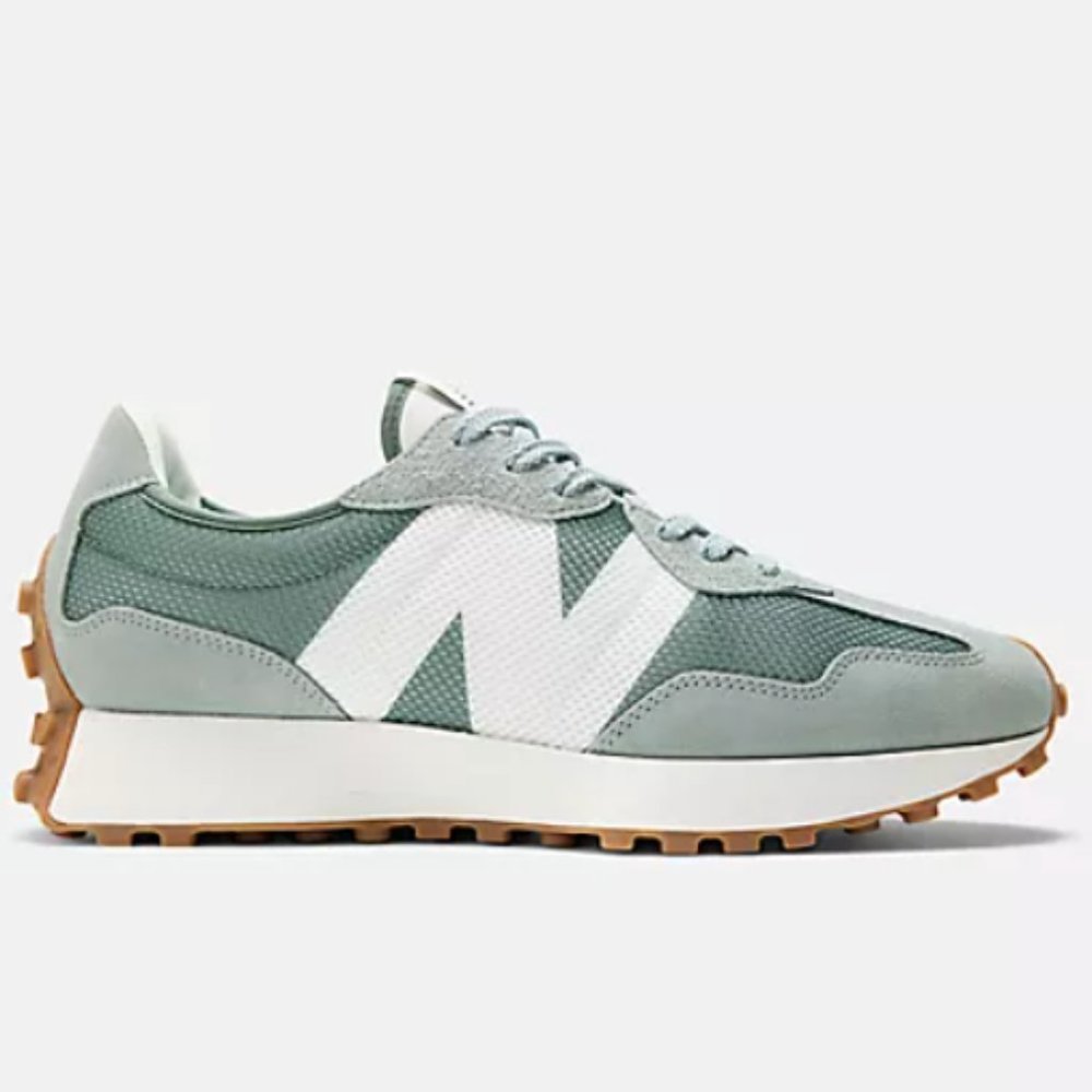 NEW BALANCE 327 Unisex RARE Casual Sneakers Shoes Green with White various sizes - Picture 3 of 14